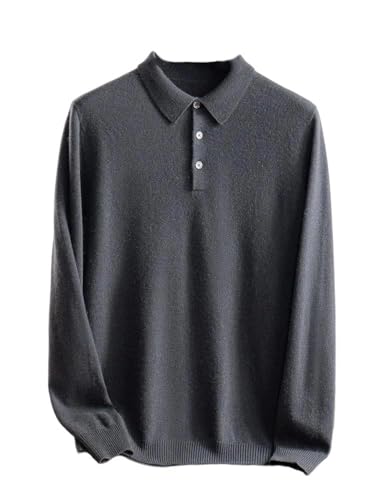 Men's Turn-Down Collar Cashmere Knitted Pullover Top Solid Color Casual Business Office Sweater