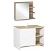 kleankin Set Arredo Bagno 2 Pezzi con Mobile Specchiera a 3 Ripiani Aperti e Mobile Sottolavabo con 2 Ripiani Aperti e Armadietto, in Truciolato e Vetro, Color Legno immagine