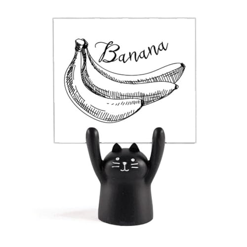 Support mémo chat noir contre le désordre avec dessin banane fruits chic