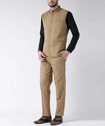 Image of hangup Men's Synthetic Notch Lapel Suit (2BasketTR Khakhi 44 Khaki