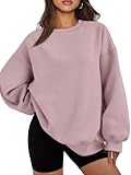 EFAN Damen-Sweatshirt, Übergröße, Fleece, Rundhalsausschnitt, Pullover, lässig, bequem, Herbst, modische Outfits, Kleidung 2024, Dunkelrosa, XL