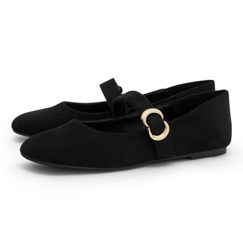 FOWT Women Trendy Closed Round Toe Flats Single Strap Buckle Ladies Comfortable Casual Daily Shoes Size 4-16 US2