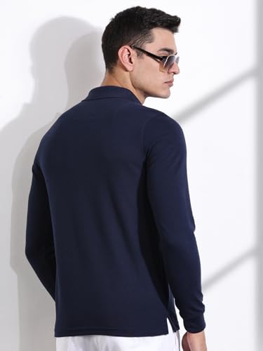 Image of Thomas Scott Men's | Solid | Full Sleeve | Regular Fit | Cotton Blend | Polo Collar | Casual Tshirt