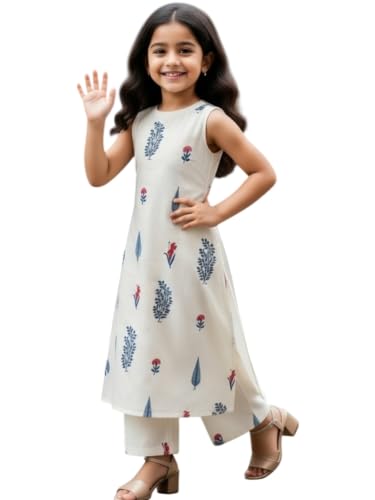 Image of Girls Kids Kurta Palazzo Set | Kids Kurta Salwar Suit Set | Ethnic Top & Palazzo Set for Kids Girls
