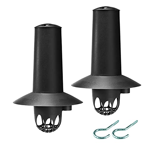 Vogelfutterstation, Meisenknödelhalter, Futterspender, Futtersäule 2er-Set in ANTHRAZIT mit Schraubhaken Cover