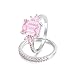 LAZLUVU Classic Fashion Faux Zirconia Engagement Rings Pink Stackable Ring Costume Wedding Set for Women Size 6