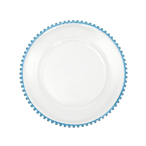 25 platos cargadores azules 12.6 pulg con borde con cuentas miniatura 5