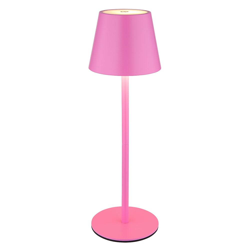 Außenleuchte Tischlampe Akku Tischleuchte Touchdimmer Flaschenaufsatz CCT, pink, USB-C, LED 3W 200Lm warm-kaltweiß, DxH 11,5x36 cm