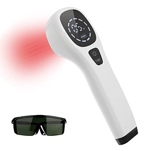 KTS Dispositivo per terapia a luce rossa per alleviare il dolore, antidolorifico articolare e muscolare con occhiali, luce a infrarossi con sonde da 650 nm e 808 nm (2 * 808 nm) (bianco)