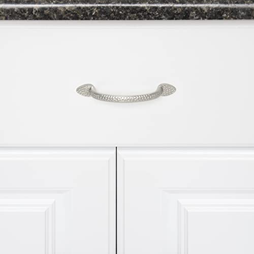 Image of South Main Hardware Triangle Foot Cabinet Drawer Pull Handle, 5.5 inch Length (3.75 inch Hole Spacing Center), Satin Nickel, Includes Mounting Hardware, 10-Pack
