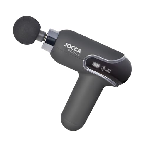 Jocca - Pistolet de massage musculaire | 9 vitesses | 4 têtes interchangeables | Batterie au lithium 1500 mAh | Écran LED et étui de voyage