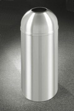 Glaro Inc. Glaro 12 Gallon Waste Receptacle w/Open Dome Top, Satin Aluminum - T1530SA