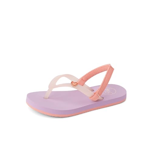 REEF Toddler/Little Kid Charming Flip Flop, Super Lightweight and Soft Footbed, Thin Strap Beach Sandal with Backstrap, Lavender/Coral, 6