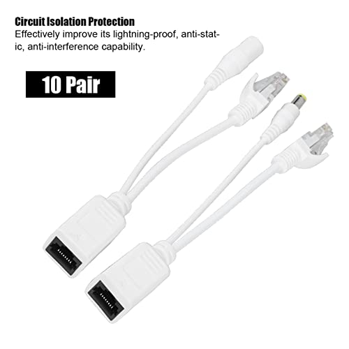 Adaptador inyector divisor POE RJ45 para cable Power over Ethernet, 10 pares, 12 V CC, para cámaras IP, núcleo de cobre puro, plug-and-play, protegido, factor de forma compacto miniatura 3