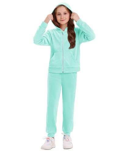 Stelle Girls Velour Tracksuit Sets, Mint Green, XX-Large