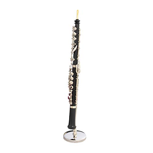 Miniatura Oboe negro decorativo. con soporte metálico y estuche Cover