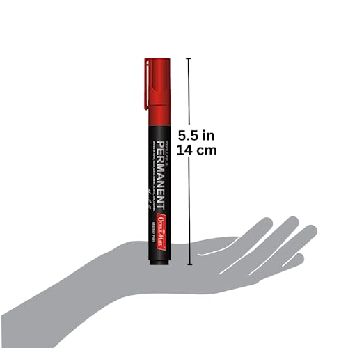 Image of Soni OfficeMate Permanent Marker - Red | Refillable, Thick Barrel Design | Quick-Drying, Waterproof & Fade-Resistant | Alcohol-Based Ink, Non-Bleeding | Multi-Surface Use - Plastic, Glass, Ceramic, | Quick-Drying, Waterproof & Fade-Resistant | Alcohol-Based Ink, Non-Bleeding | Multi-Surface Use - Plastic, Glass, Ceramic