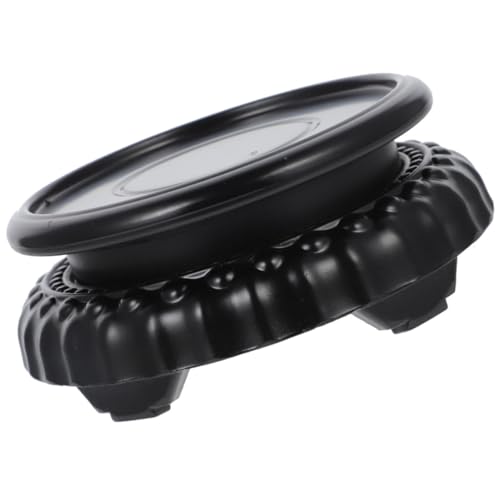 Support pot de fleurs en bois massif noir OSALADI a surface lisse stable
