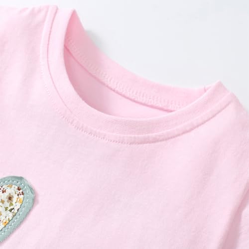 Image of HILEELANG Toddler Girl Easter Outfit Spring Summer Cotton Leggings Pants Tees Shirts Clothing Sets