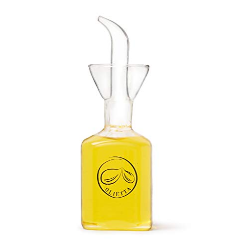Olietta Glass Non Drip Leak Proof No Mess Oil Dispenser And Vinegar Cruet Pourer And Drizzler For Kitchen 4.2Oz 125Ml 0.125 Liter - Great For Pouring & Drizzling Olive Oil & Liquids - Easy To Clean, Drip Free And Leakproof #TOP2