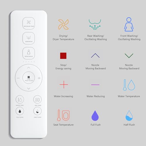 Smart Toilet, Tankless Bidet Toilet With Heated Bidet Seat, Foot Sensor, Dual Auto Flush, Manual Open & Close, Light, Remote Control, Modern Elongated Toilet for Bathroom