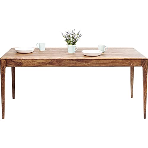 Kare Design Table Brooklyn, nature-marron, bois massif, table a manger pour 6-8 personnes, meuble de salon, cuisine, 200x100cm