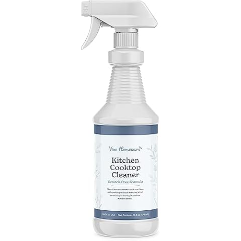 Vine Homecare - Kitchen Cooktop Cleaner - Glass and Ceramic Kitchen Cleaner - Removes Burned-On Messes and Leaves Your Stove Sparkling - Scratch-Free Formula - 16 Ounces Cover
