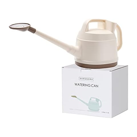 SAROSORA Outdoor Watering Can 0.9 Gallon Long Spout with Detachable Shower Head for Garden Flowers Plants (White, 3.3L/0.9GAL) Cover