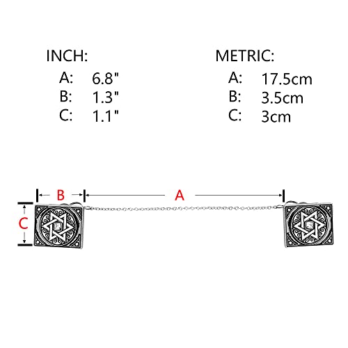 BRTAGG Clips for Tallit Prayer Shawl, Star of David Design, 1.4" long by 1.2" wide, 6.9" Long Chain2