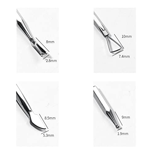 Gergxi Nagelhautschieber, 8-in-1 Nagelhautschieber-Set, austauschbarer Nagelreiniger, Maniküre-Werkzeug, Silber – Bild 5