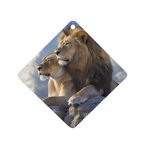 Animal Lion Love Car Air Freshener Hanging Aromatherapy Tablets for Car Accessories Rhombus