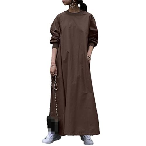 Robe ample en maille fluide marron foncé à manches protectrices