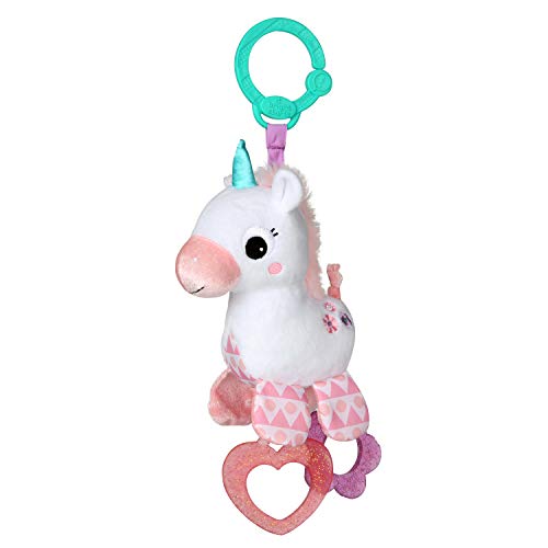 bright starts unicorn sparkle amp shine plush take-along stroller or carrier toy ages 0 month pink