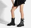 Botas militares de plataforma para mujer LUCKY STEP, caña media, con cremallera lateral y hebillas 6
