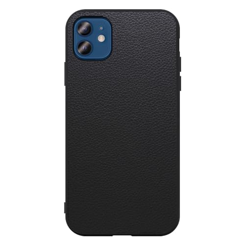 LOOF LUXURY-SHELL �{�v ���U�[ �X�}�z�P�[�X for iPhone 12 / 12 Pro �p �P�[�X �J�o�[ �X�g���b�v�z�[�� �V���v�� �ϏՌ� ���^ �y�� leather [�u���b�N]