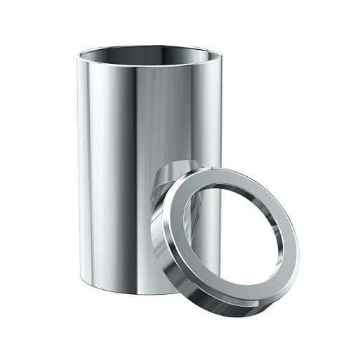Image of Gatco Small Bathroom Trash Can with Lid, Round 3 Gallon Stainless Steel Wastebasket, Under Sink, Chrome, for Bathroom, Bedroom, Office (1910)