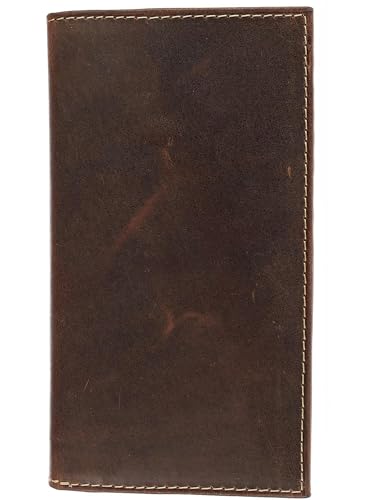 Image of CTM Hunter Leather Distressed Checkbook Cover, Brown