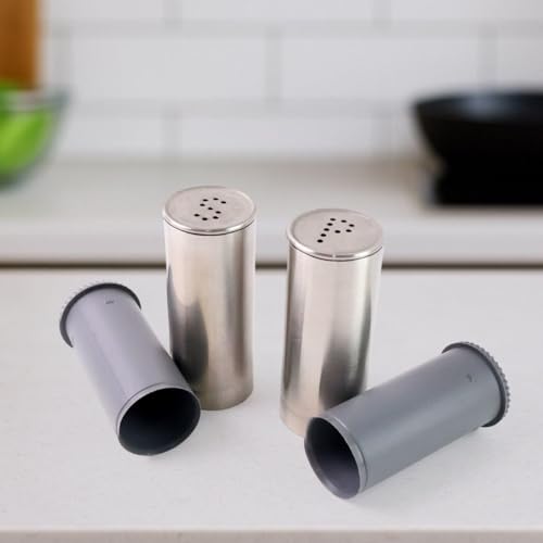 Image of S.S Salt & Papper Salt and Pepper Shakers - Modern Kitchen Stainless Steel Salt and Pepper Shakers - 3.0 Inch (Pack of- 2) (S.S Salt & Papper)