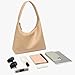 Trendy PU Leather Crescent Shoulder Bag Slouchy Hobo Bags for Women Tote Handbags Retro Soft Underarm Crossbody Purses
