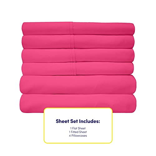 Parure de lit microfibre brossée 1500 fuchsia haut de gamme king size