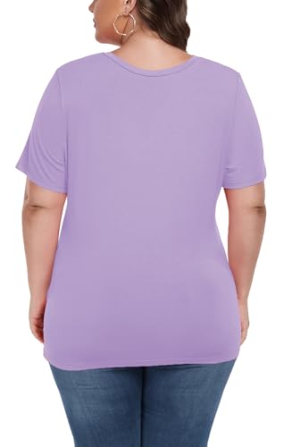 Image of ForHailey Women's Plus Size Short Sleeve Tee Shirt V Neck Basic Ladies Loose Fit T Shirt 1X-5X
