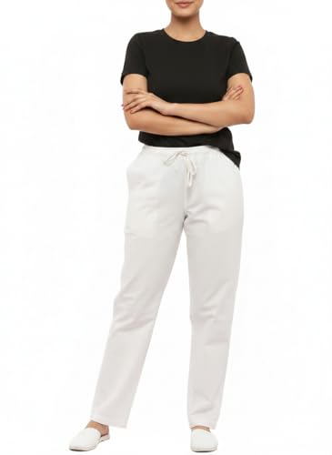Image of Women's Cotton Linen Solid Lounge Bottom Plus Size Pant Pyjamas for Women Sleepwear Regular Fit Casual Trousers