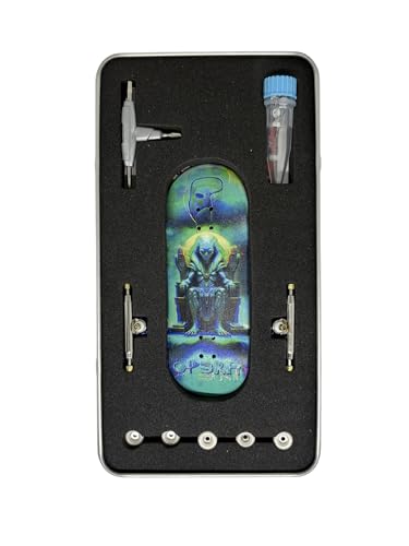 LEEFAI Pro Fingerboard Complete Set, 34x96mm Maple Deck, 4.0 Trucks, UV Print Design, Mini Finger Skateboard- Op3ra V3-Alienation