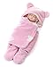 Minetom Sac De Couchage Bébé Gigoteuse Nouveau-Né Poussette Wrap Emmailloter Couverture Lit Swaddle Wrap Hiver Chaud 0-12 Mois Pink S (65 * 75cm)