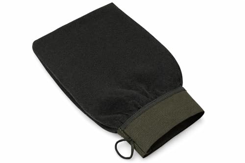 Moroccan Exfoliating Glove (Kessa Hammam) Deep Body Scrub Mitt for Dead Skin Removal Black Body Scrubber for Smooth & Radiant Skin Spa Bath Loofah for Men & Women
