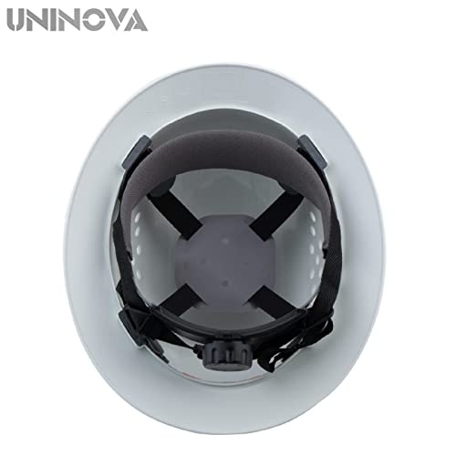 UNINOVA Full Brim Hard Hat Hardhats Men ANSI Approved OSHA Cascos De Construccion Vented Hard Hat Full Brim Safety Helmet for Construction(1 Pack Full Brim White) - Thumbnail 5