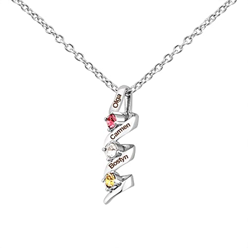 Collier de maman personnalisé avec des noms d'enfants, collier personnalisé 1-5 noms collier de famille de pierre de naissance simulée pour les femmes Cover