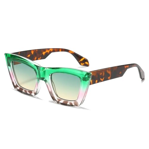 Lunettes de soleil œil de chat femme vintage tendance verres dégradés UV400 léopard vert