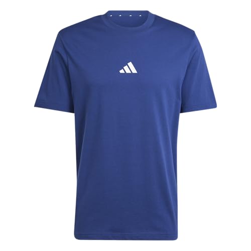 Adidas Men's Essentials Small Logo Sportswear T-Shirt, Dark Blue/White, Large