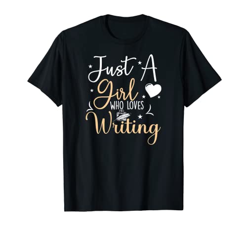 Escribiendo chica que ama escritores divertidos de escritura de novedad Camiseta
